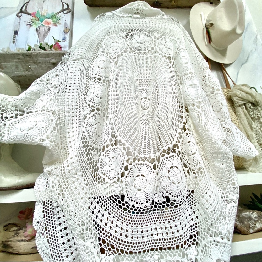 COPY - Artisan Crochet boho cocoon cape wrap / duster